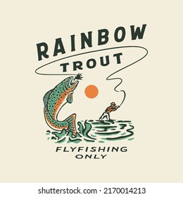 trout illustration fishing graphic lake design t shirt