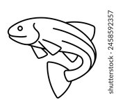 Trout, line icon. Linear illustration of fish. Fishing, cooking, freshwater fish. Outline vector, editable strokes