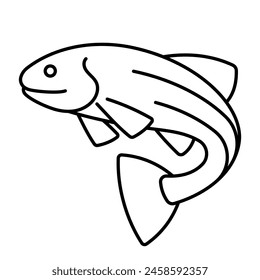 Trout, line icon. Linear illustration of fish. Fishing, cooking, freshwater fish. Outline vector, editable strokes