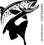 Trout Logo Template. Simple, Elegant, Abstract & Masculine. Great for your Fishing Logo company. 