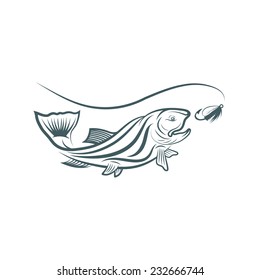 trout and lure vector design template