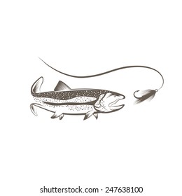 trout and lure vector design template