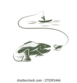 trout and lure vector design template