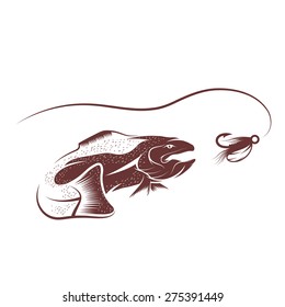 trout and lure vector design template