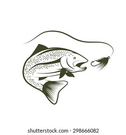 trout and lure vector design template