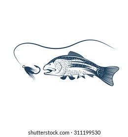 trout and lure vector design template