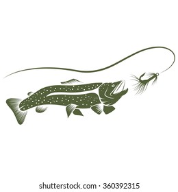 trout and lure vector design template