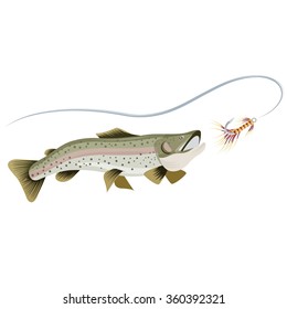 trout and lure vector design template