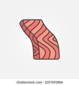 Trout or salmon fish slice flat vector icon. Red fish meat steak concept colored sign