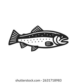 Vetor de truta, Vetor de peixe, Contorno de truta, Pesca de truta, Vetor de pesca, Logotipo de peixe, Logotipo de pescador, Peixe de água doce, Ilustração de frutos do mar, Ícone de frutos do mar, Fundo de ilustração de vetor	