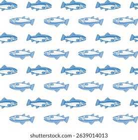 Trout Vector, Fish Vector, Trout Outline, Trout Fishing, Fish Pattern, Fish Seamless Pattern, Sealife Pattern, Fresh Water Fish, Wild Animal, Seafood Vector, Vector Illustration Background