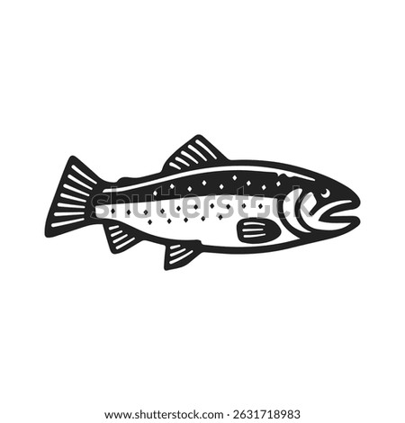 Trout Vector, Fish Vector, Trout Outline, Trout Fishing, Fishing Vector, Fish Logo, Fisherman Logo, Fresh Water Fish, Seafood Illustration, Seafood Icon, Vector Illustration Background	
