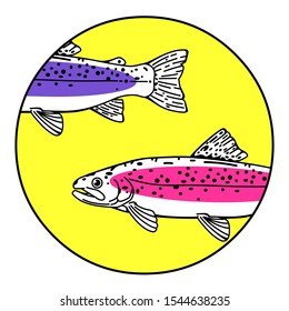 Trout Yellow circle vector art