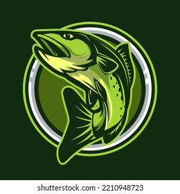 troutfish mascot logo cartoon illustration