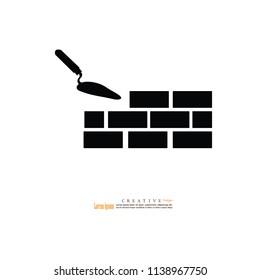 Trowel with brick  icon.vector illustration.