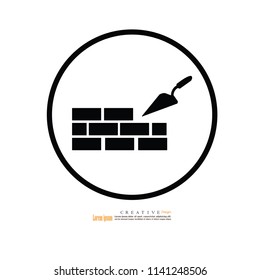 Trowel with brick  icon.vector illustration.