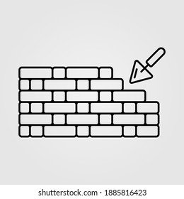Trowel and brick wall icon. Building house, construction concept icon.