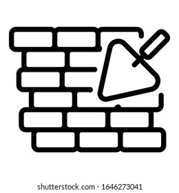 Trowel brick wall icon. Outline trowel brick wall vector icon for web design isolated on white background