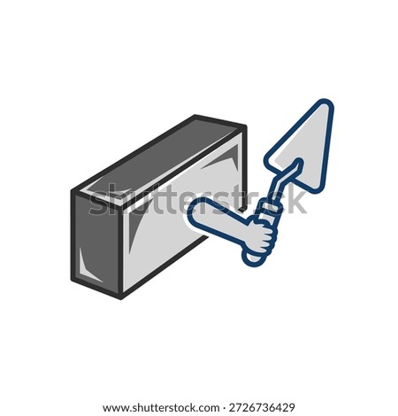 Trowel and Brick Work in an Industrial Setting, Illustration, Creative Environment, Close-up View