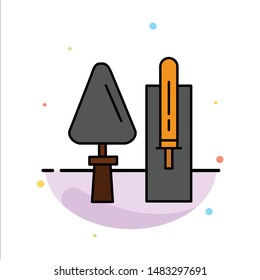 Trowel, Brickwork, Construction, Masonry, Tool Abstract Flat Color Icon Template