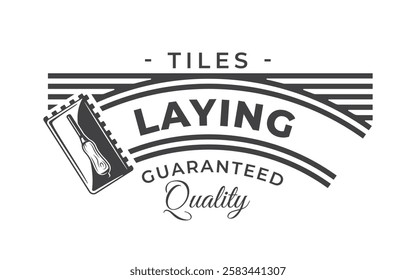 Trowel and cementitious adhesive logo isolated on white background. Laying tiles symbol. Trowel vintage element. Vector illustration