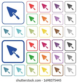 Trowel color flat icons in rounded square frames. Thin and thick versions included.