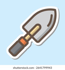 trowel editable cartoon style sticker vector