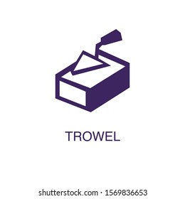 Trowel element in flat simple style on white background. Trowel icon, with text name concept template