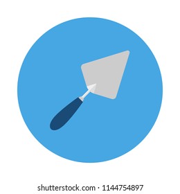 Trowel flat icon isolated on blue background. Modern Repair and construction  equipment sign symbol in flat style. Working tools Vector illustration for web and mobile design.