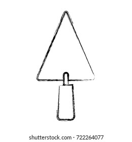 trowel flat icon monochrome blurred silhouette vector illustration