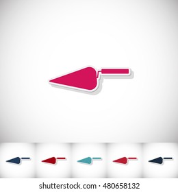 Trowel. Flat sticker with shadow on white background. Vector illustration