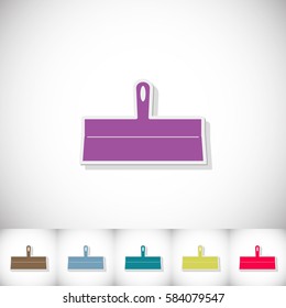 Trowel. Flat sticker with shadow on white background. Vector illustration