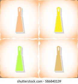Trowel. Flat sticker with shadow on old paper. Vector illustration