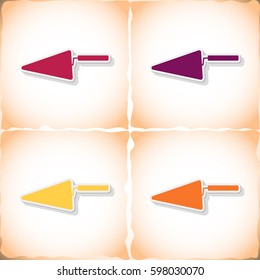 Trowel. Flat sticker with shadow on old paper. Vector illustration