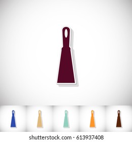 Trowel. Flat sticker with shadow on white background. Vector illustration