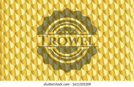 Trowel gold badge. Scales pattern. Vector Illustration. Detailed.