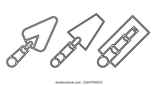 Trowel icon black line design. Stock vector illustration.