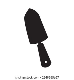 Icono de trowel silueta negra ilustración vectorial aislada en fondo blanco plano. Dibujo de equipos de herramientas industriales con forma plana y simple.