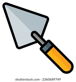 trowel icon in filled line style isolated on white background. Construction tools, vector illustration for graphic design projects