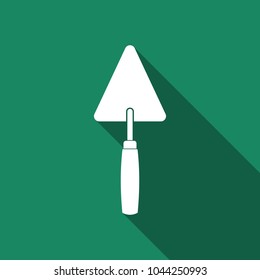 Trowel icon isolated with long shadow. Flat design. Vector Illustration