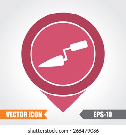 Trowel Icon On Map Pointer. Eps.-10.