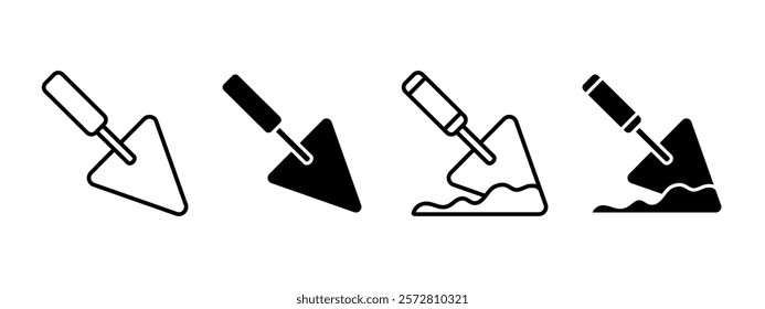 Trowel icon. Plaster spatula vector illustration. Bricklayer symbol. Construction plastering tool sign. Gardening equipment pictogram. Renovation hardware putty isolated concept.