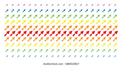 Trowel icon rainbow colored halftone pattern. Vector objects arranged into halftone array with vertical spectral gradient. Constructed for backgrounds, covers, templates and abstract effects.