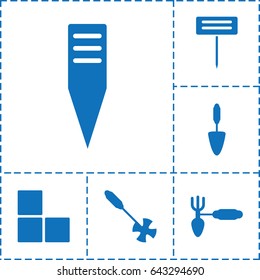 Trowel icon. set of 6 trowel filled icons such as brick wall, trowel