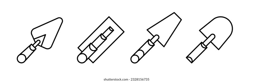 Trowel icon. Trowel thin line icon collection. Stock vector.