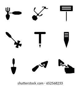 Trowel icons set. set of 9 trowel filled icons such as trowel