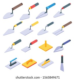 Trowel icons set. Isometric set of trowel vector icons for web design isolated on white background