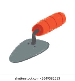 Trowel Illustration with crayon style editable for cards, poster decorations, t-shirt prints, stickers, icons and others