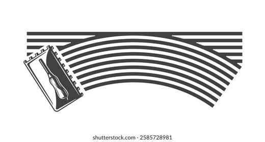 Trowel laying floor tiles and cement adhesive. Texture of cementitious adhesive from a trowel for laying wall tiles. Vector illustration