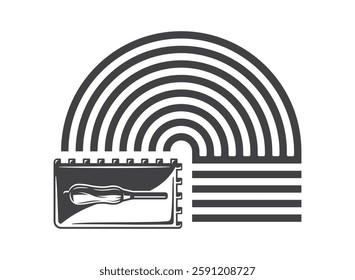 Trowel laying floor tiles and cement adhesive round shape. Texture of cementitious adhesive from a trowel for laying wall tiles. Vector illustration